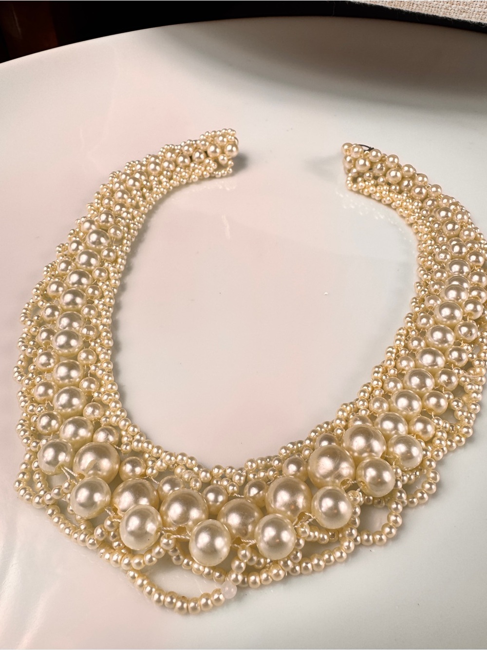 Elegant Ivory Faux Pearl Statement Necklace